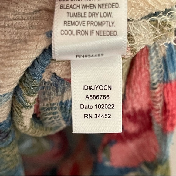 Cuddl Duds Crepe Knit Caftan Tunic Coastal Coral Floral Pink Size 1X - Picture 12 of 13